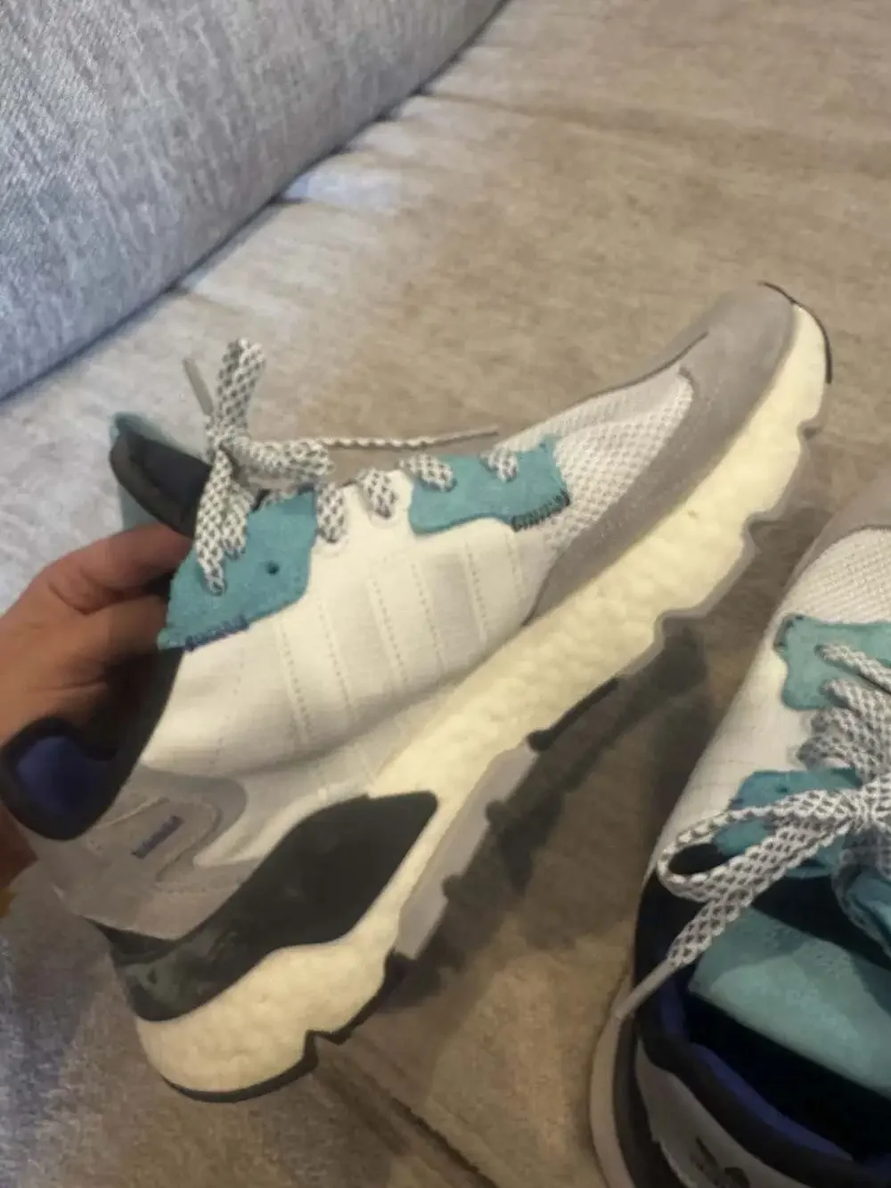 Adidas Nite Jogger Mens Size 10 Cloud White Easy Mint Athletic Sneakers Shoes